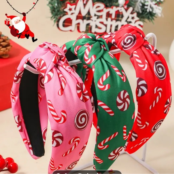 Accessories - Festive Candy Cane Headbands - Pink, Green, Red